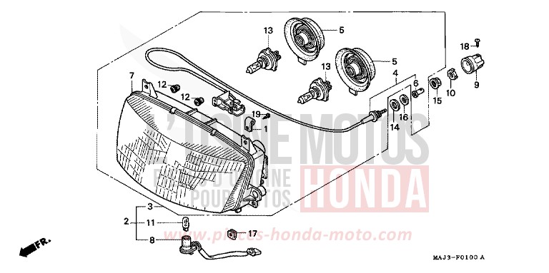 HEADLIGHT for Pan-European ABS MUTE BLACK METALLIC (NH359) from 1996